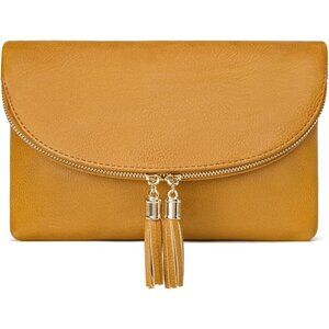Women’s Faux Leather Envelope Clutch with Multi Compartments and Chain Strap